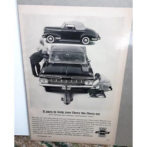 1962 Chevy with a 1940 Chevy Sedan Print Ad vintage 60s General Motors